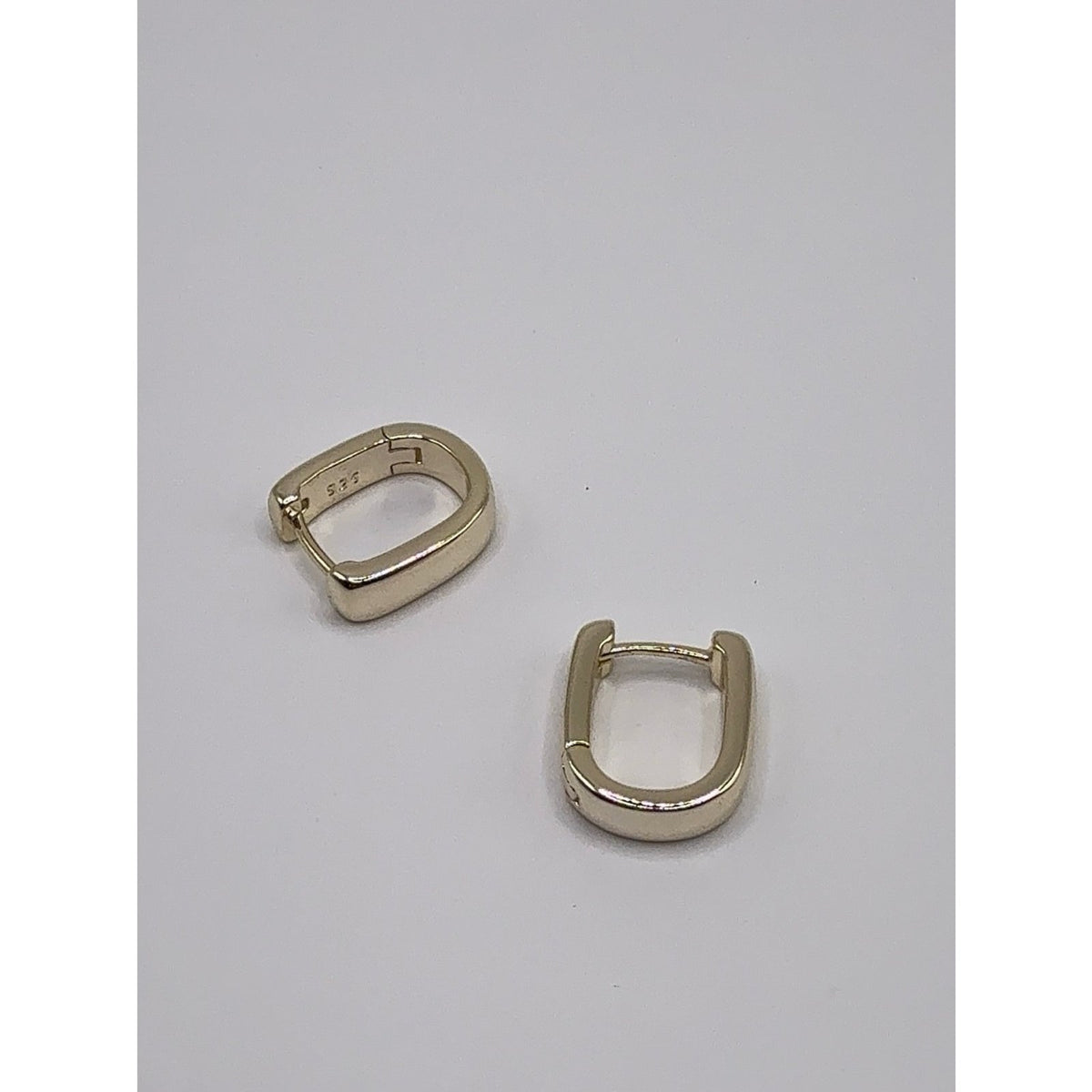 925 Sterling Silver Gold Plated Geometric Square Huggie Hoop Earrings