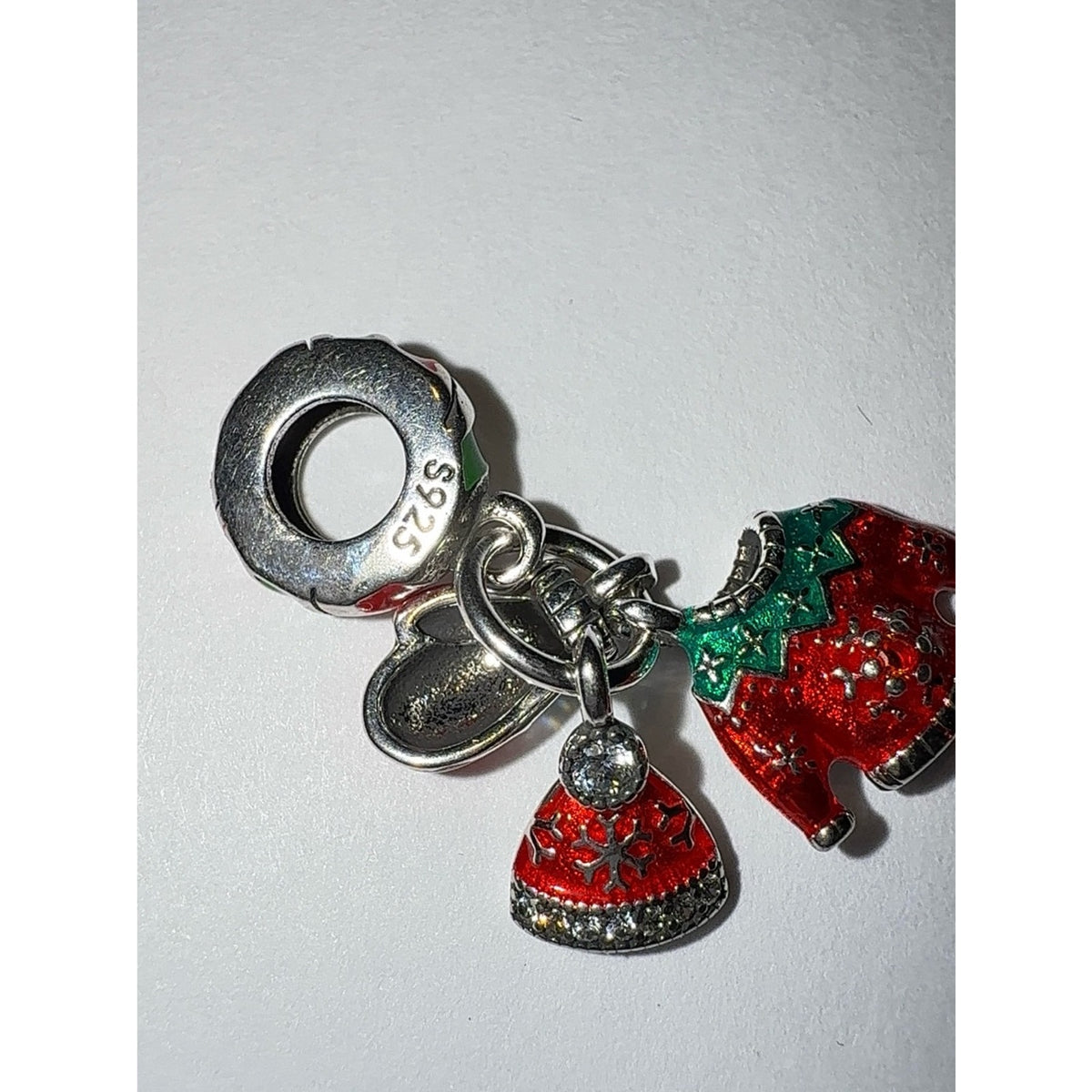 925 Sterling Silver Christmas  Sweater Beanie Glove Dangle Charm