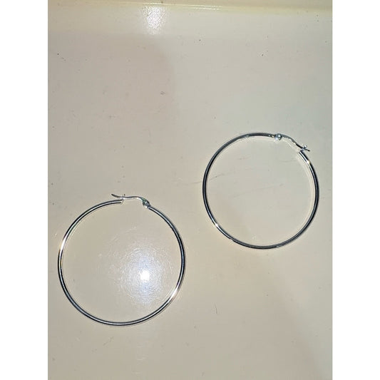 925 Sterling Silver Hoop Earrings 2"