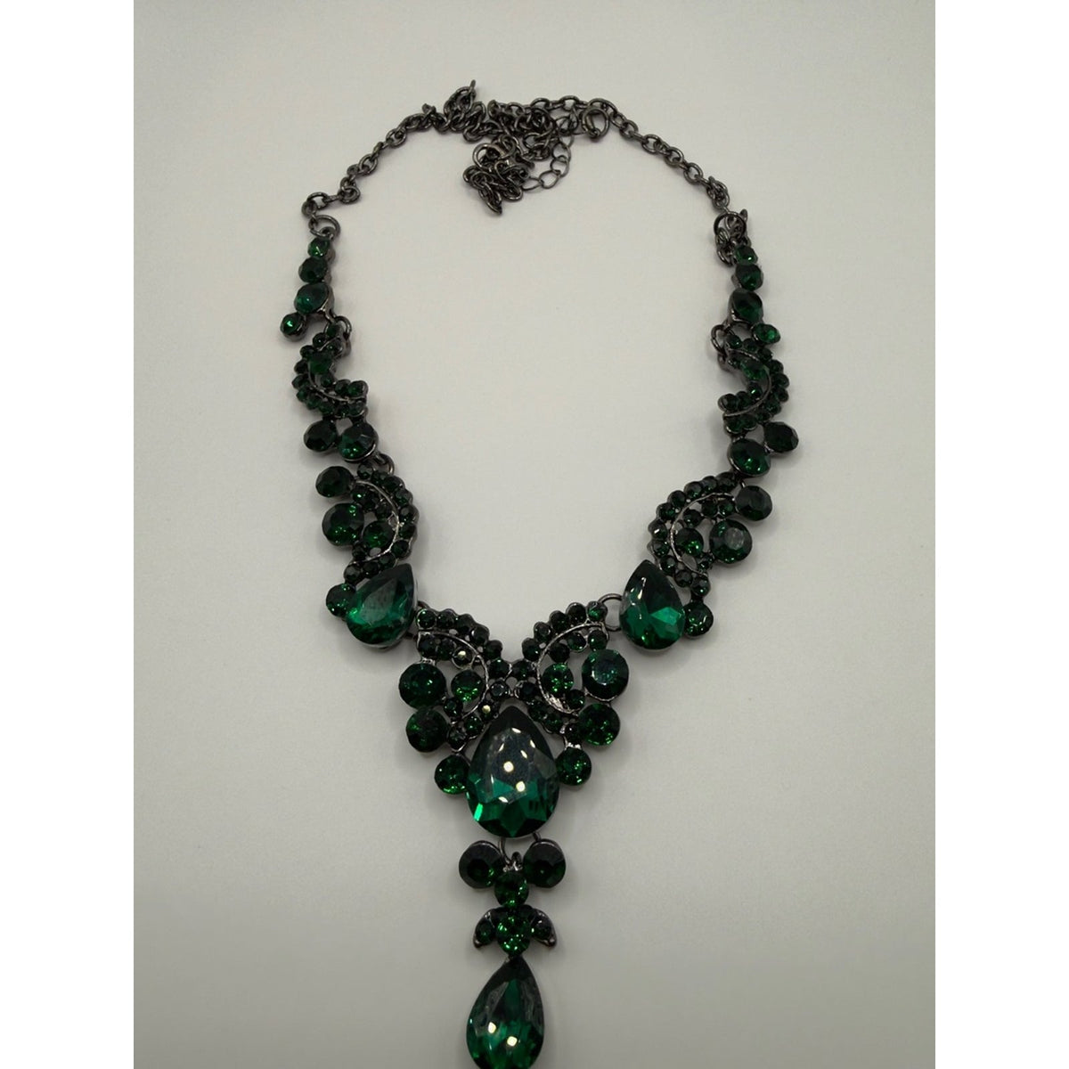 Emerald Green Rhinestone Crystal Jewelry Set