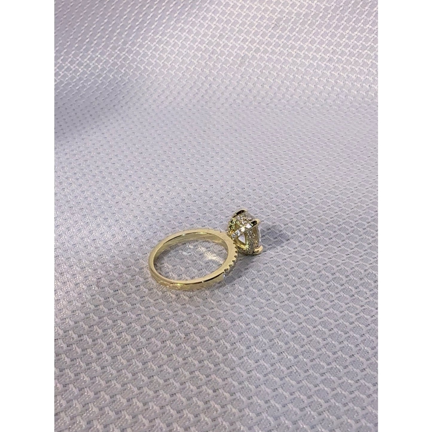 925 Sterling Silver 14Gold Plated Solitaire Halo Engagement CZ Ring -Jewelry-7