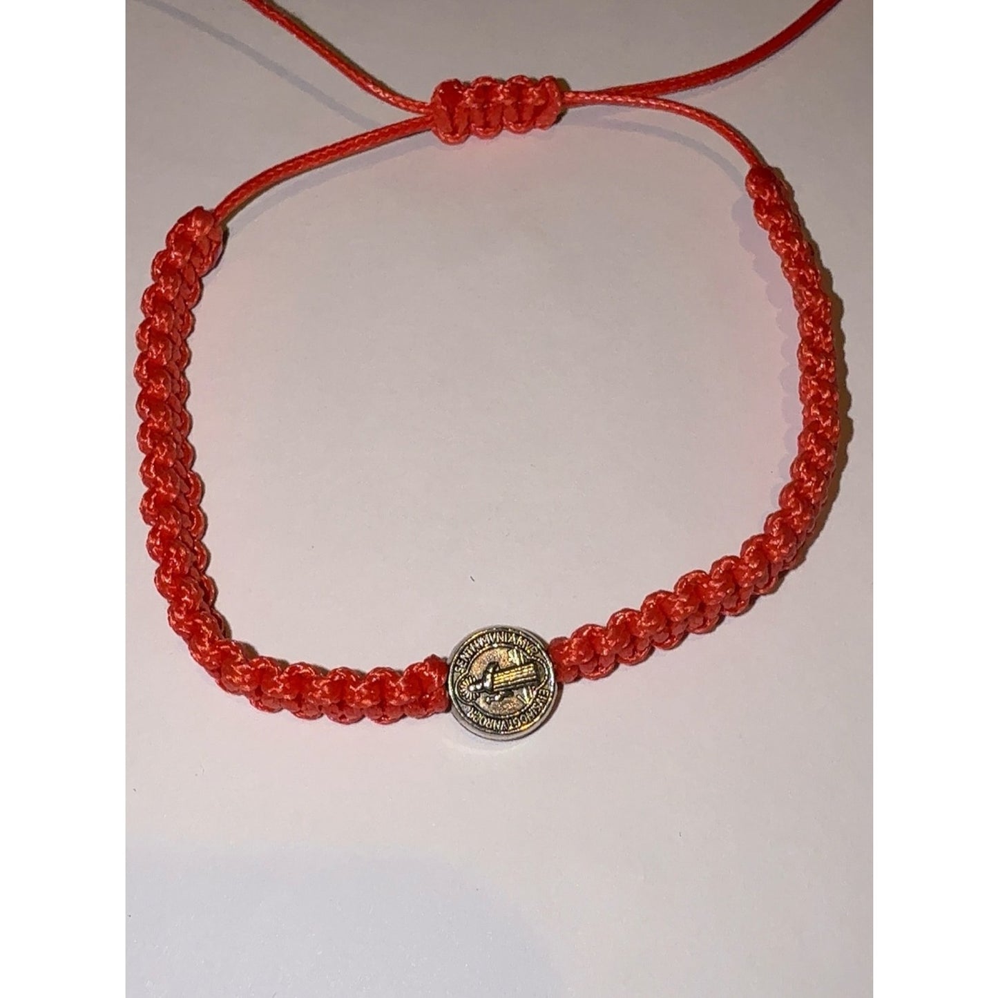 Red St. Benedict Medal Adjustable Bracelet