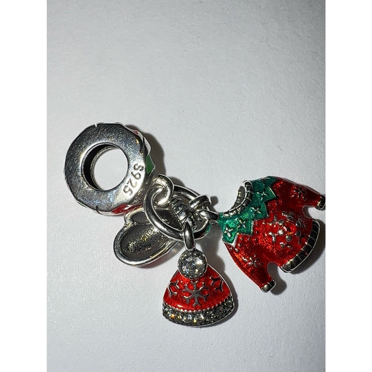925 Sterling Silver Christmas  Sweater Beanie Glove Dangle Charm