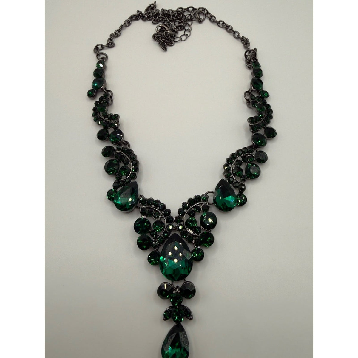 Emerald Green Rhinestone Crystal Jewelry Set