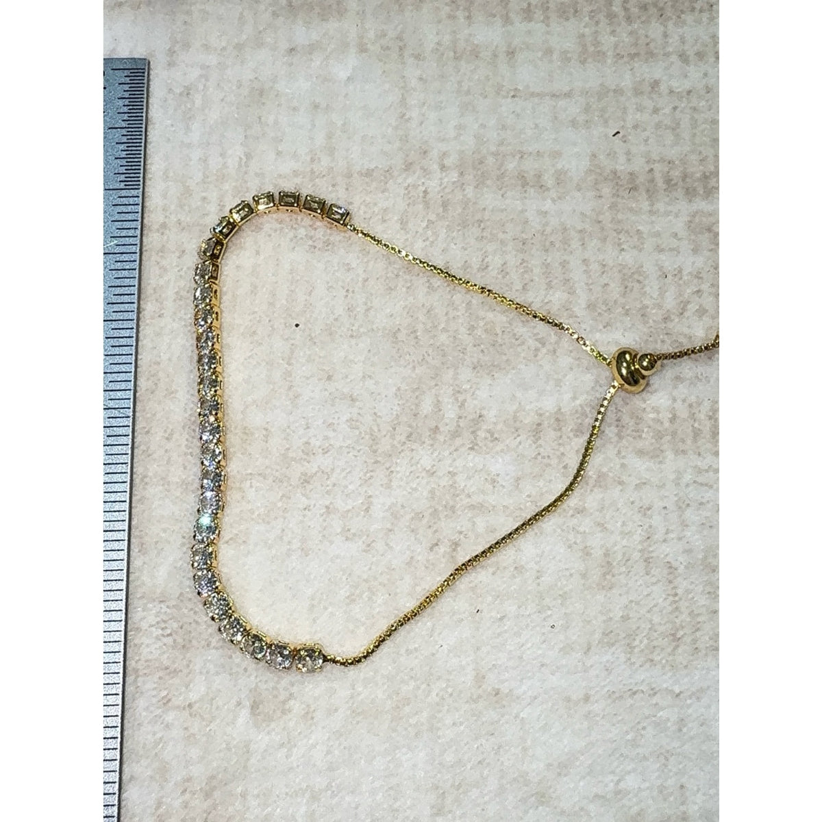18K Gold Plated Cubic Zirconia Tennis Slider Bracelet Adjustable Chain Pull